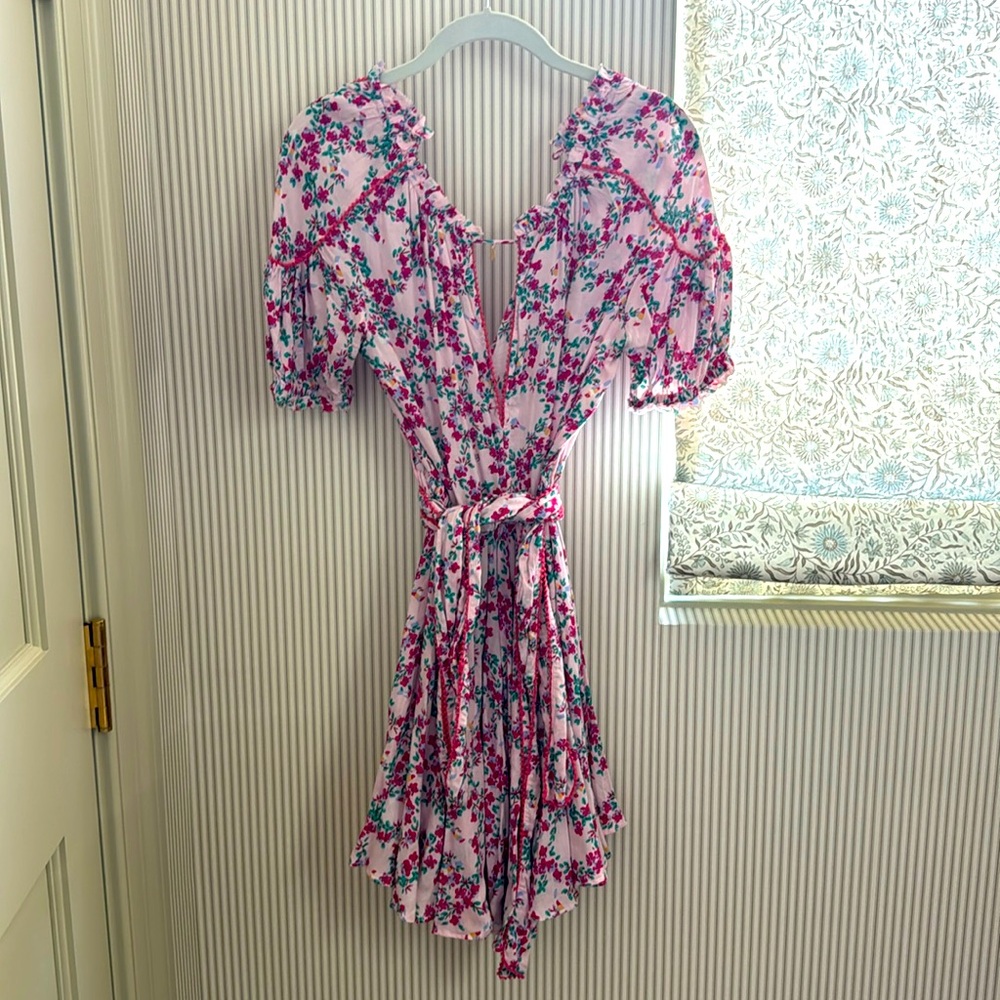 Poupette St. Barth light pink floral dress, small